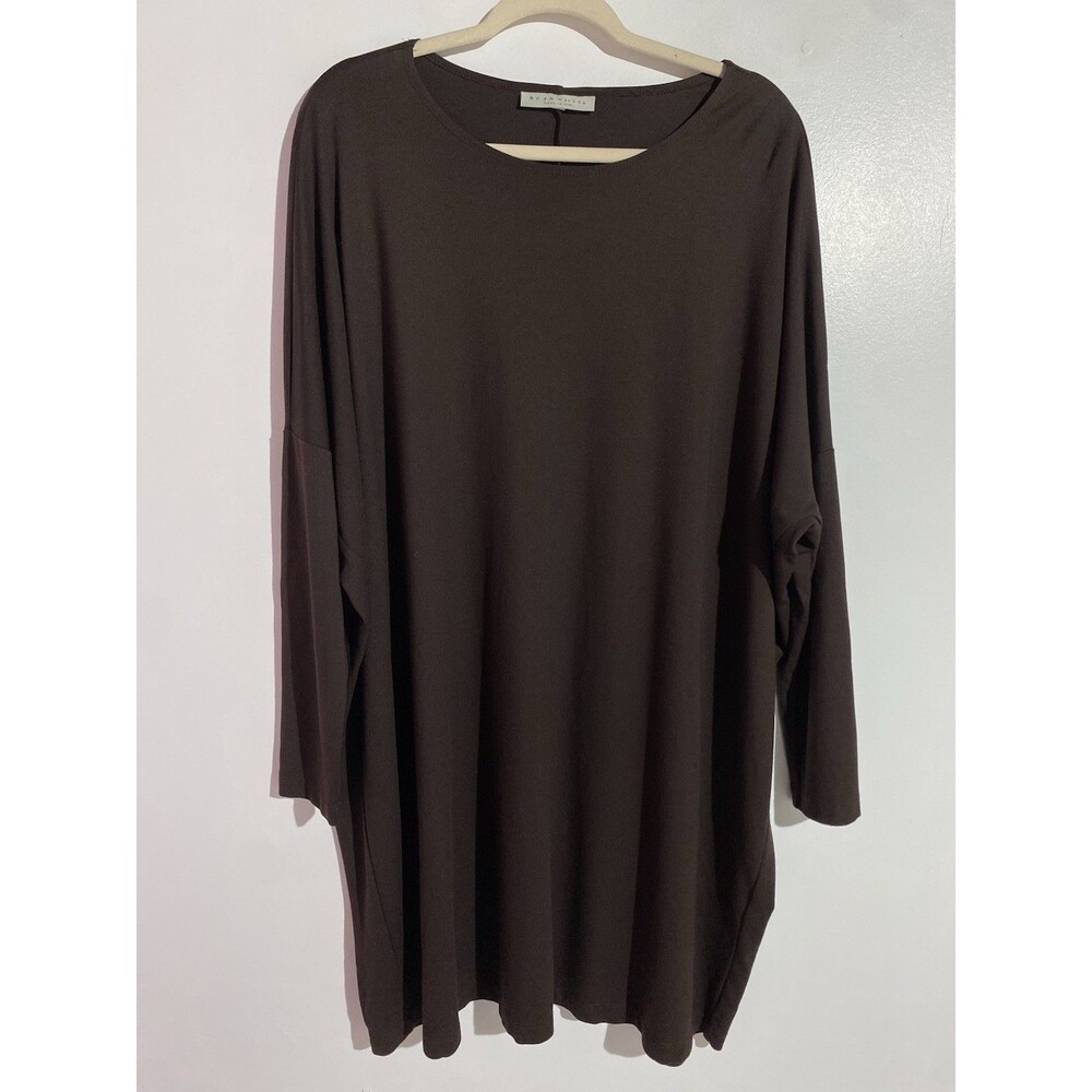 Bryn Walker Tunic Dress L Brown Ostrich Lagenlook French Dolman Boho Oversized